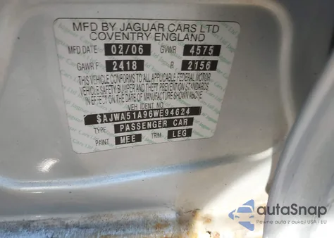 2006 Jaguar X-Type 3.0 from USA, damaged, VIN SAJWA51A96WE94624